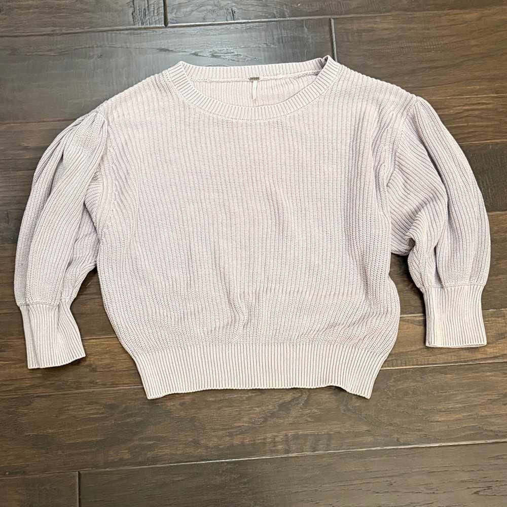 YFB Young Fabulous & Broke Relaxed Puff Sleeve Cotton Sweater Lilac L